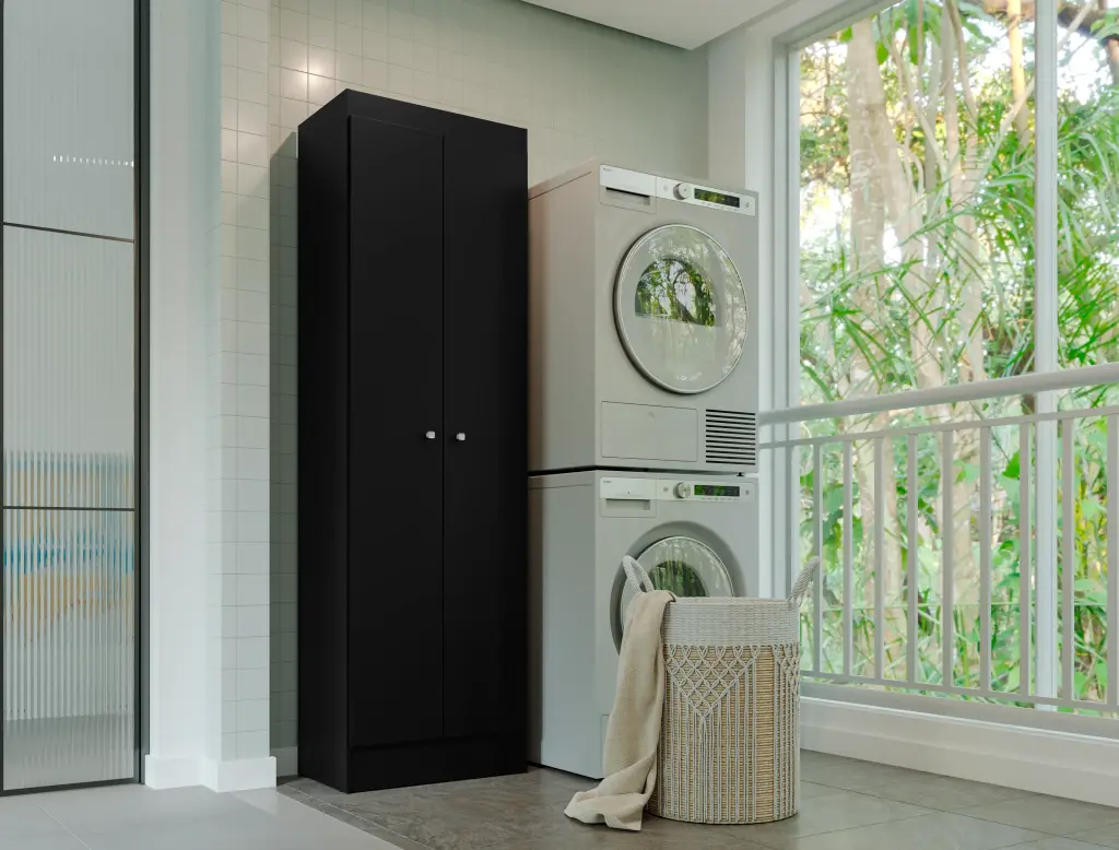 [100605] MUEBLE MULTIUSOS AURA NEGRO 2 P / 55 X 182 X 35 CM